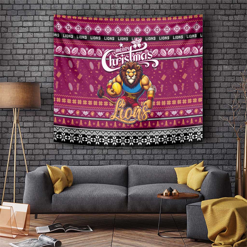 Lions Football Xmas Tapestry Australia AFL Mascot