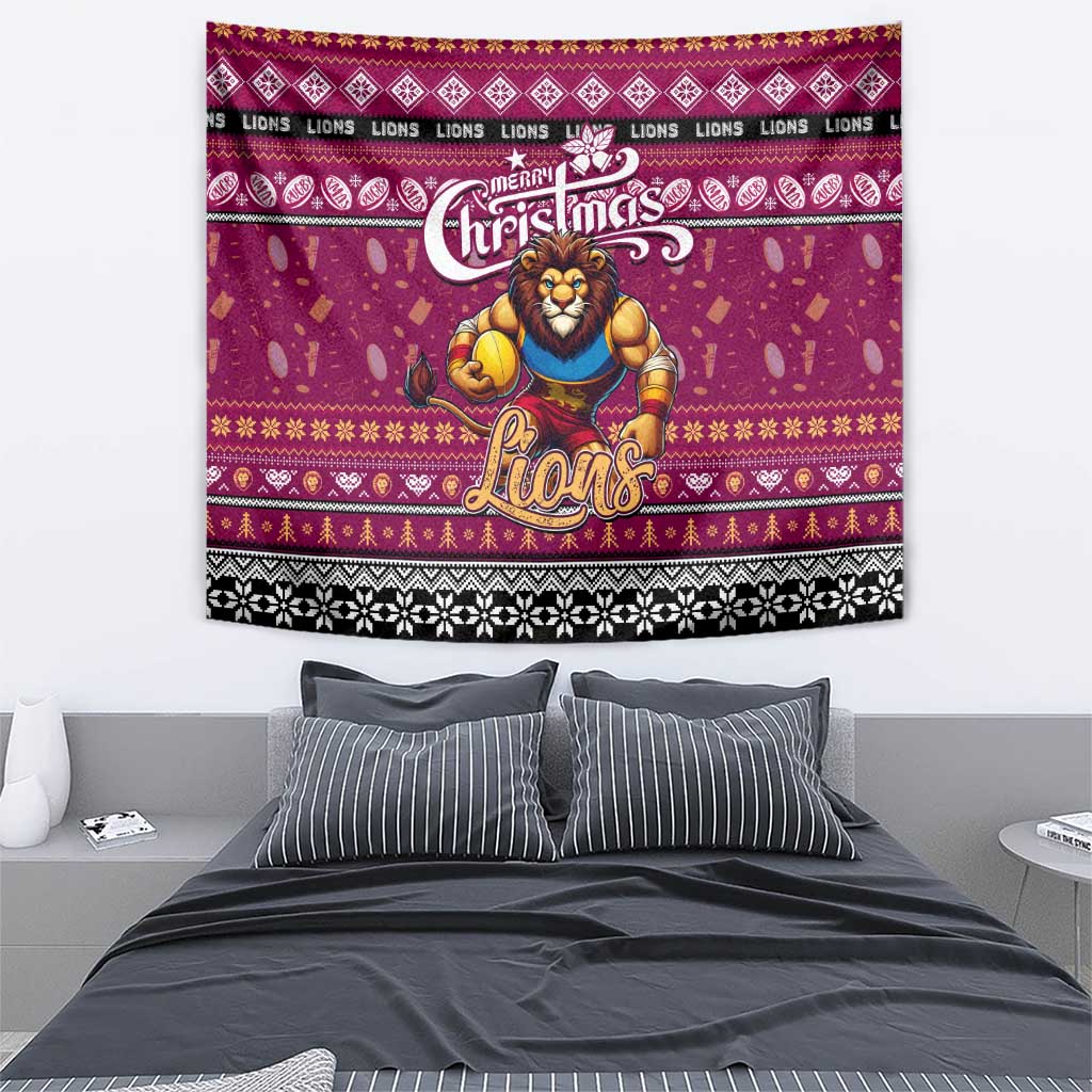Lions Football Xmas Tapestry Australia AFL Mascot