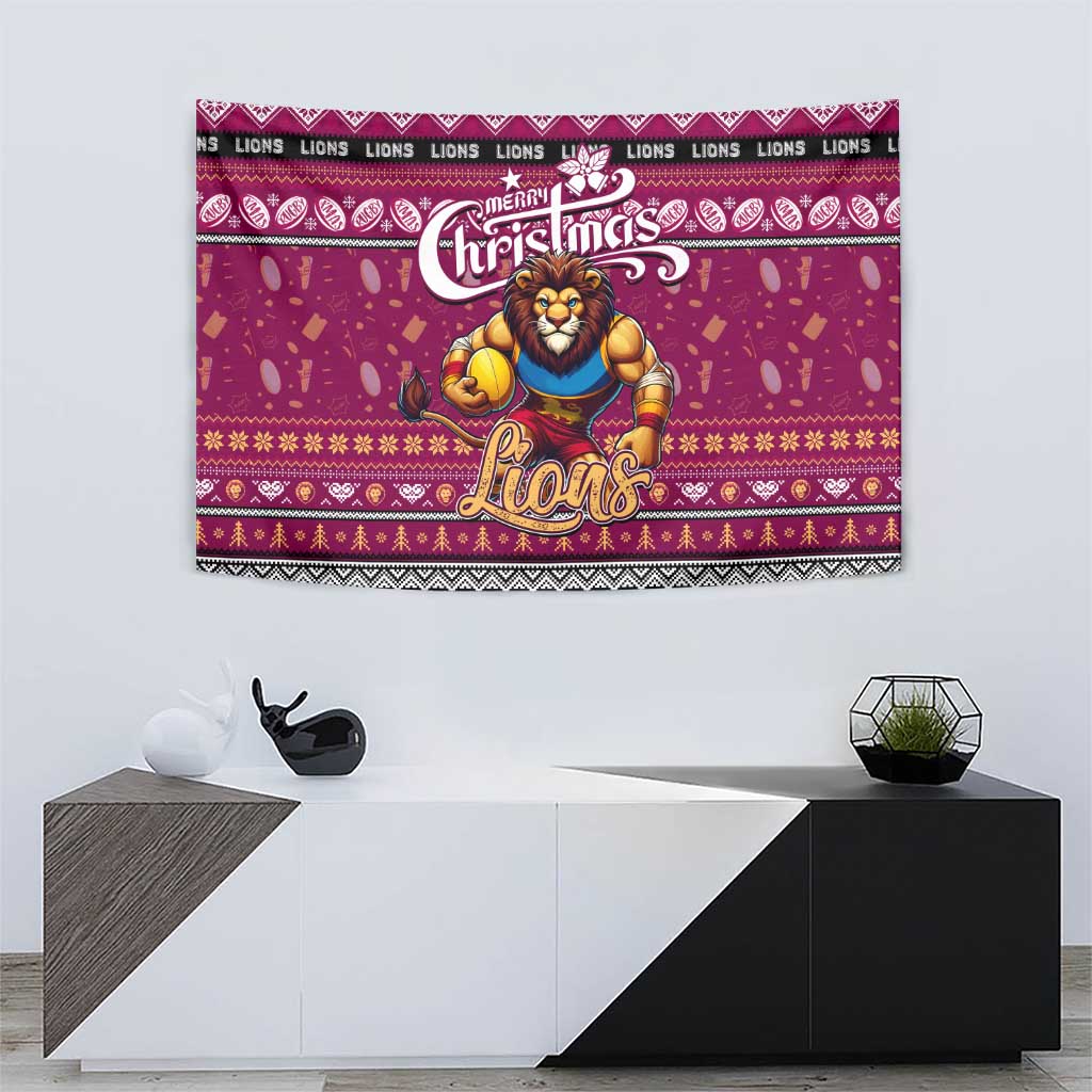 Lions Football Xmas Tapestry Australia AFL Mascot