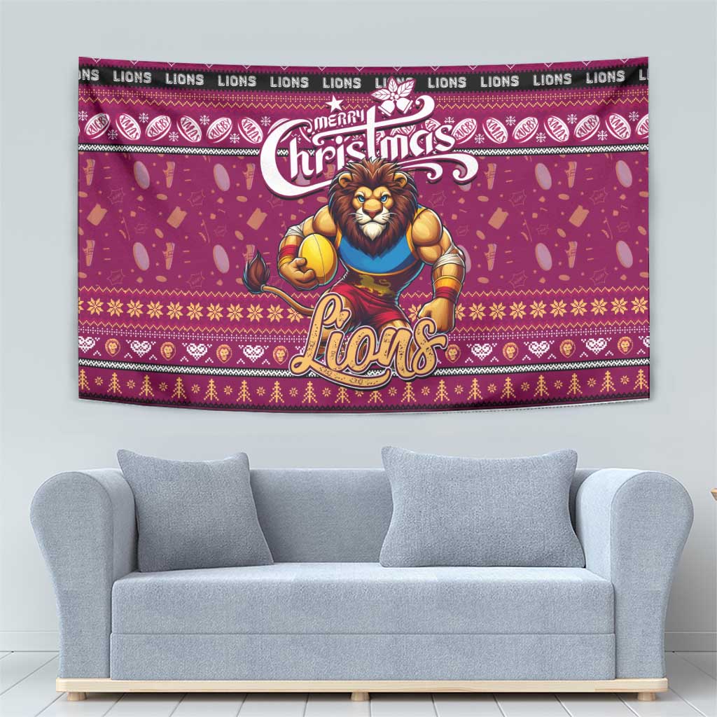 Lions Football Xmas Tapestry Australia AFL Mascot