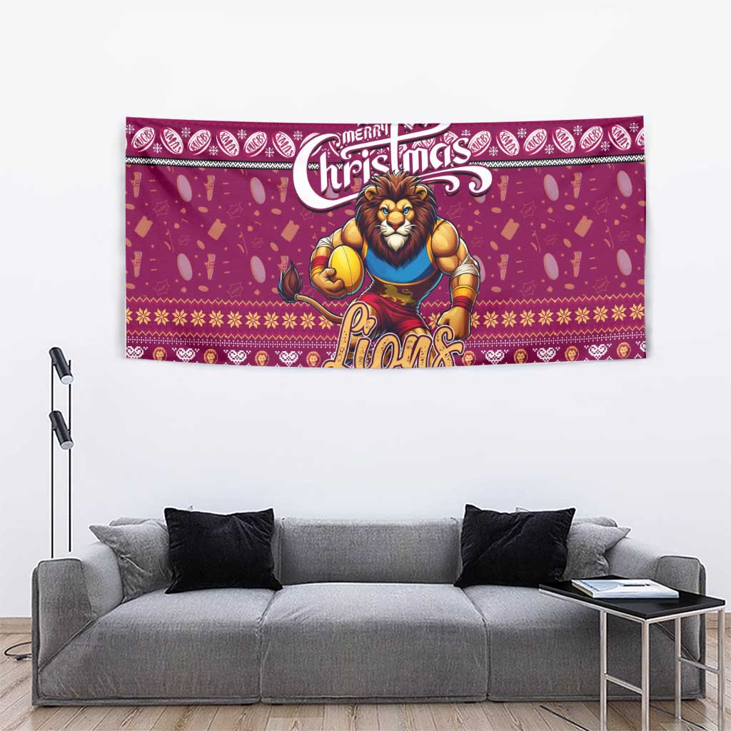 Lions Football Xmas Tapestry Australia AFL Mascot