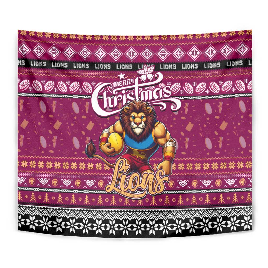 Lions Football Xmas Tapestry Australia AFL Mascot