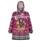 Personalized Lions Rugby Xmas Wearable Blanket Hoodie Australia AFL Mascot