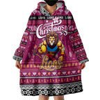 Personalized Lions Rugby Xmas Wearable Blanket Hoodie Australia AFL Mascot