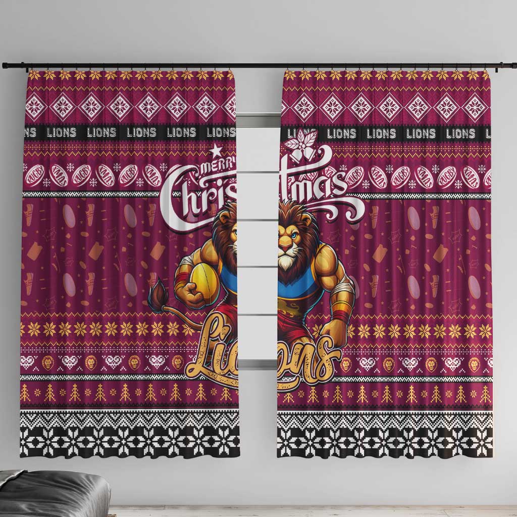 Lions Football Xmas Window Curtain Australia AFL Mascot