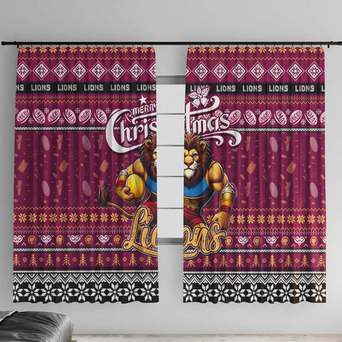 Lions Football Xmas Window Curtain Australia AFL Mascot
