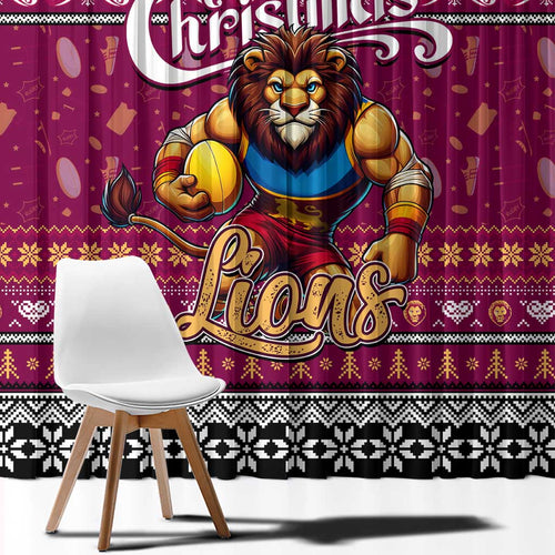 Lions Football Xmas Window Curtain Australia AFL Mascot