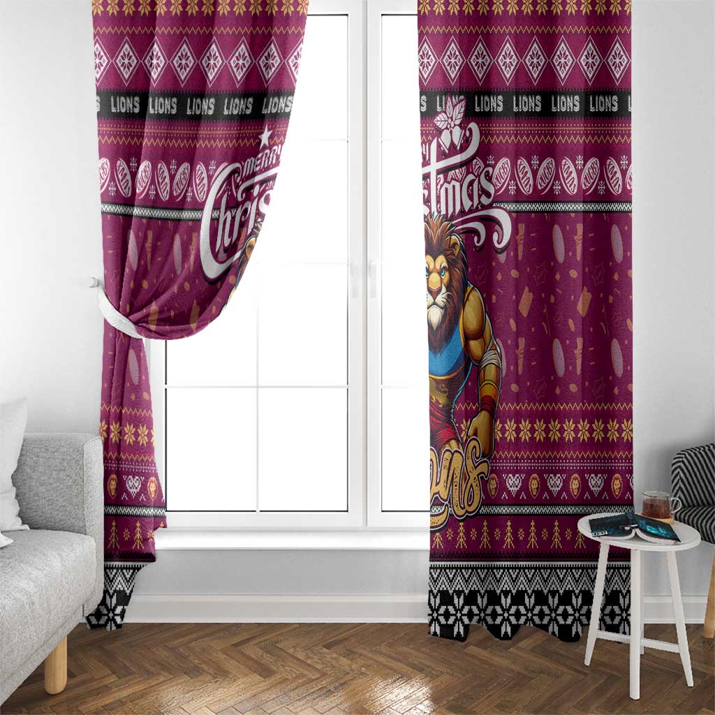 Lions Football Xmas Window Curtain Australia AFL Mascot
