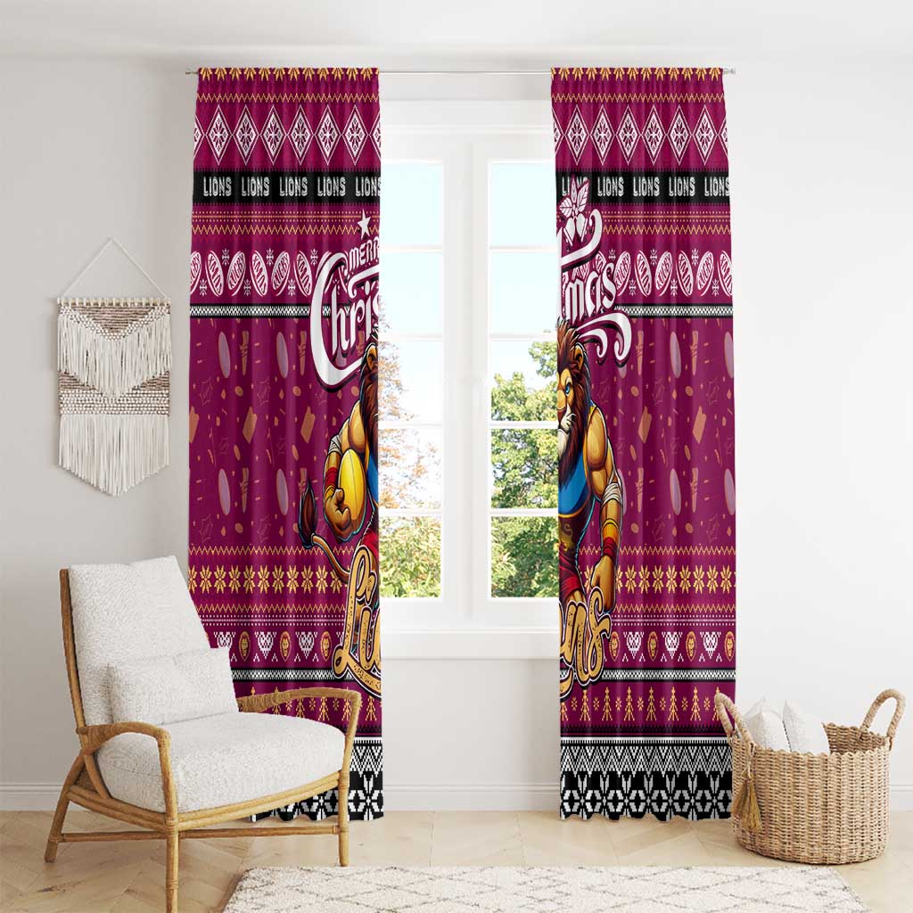 Lions Football Xmas Window Curtain Australia AFL Mascot