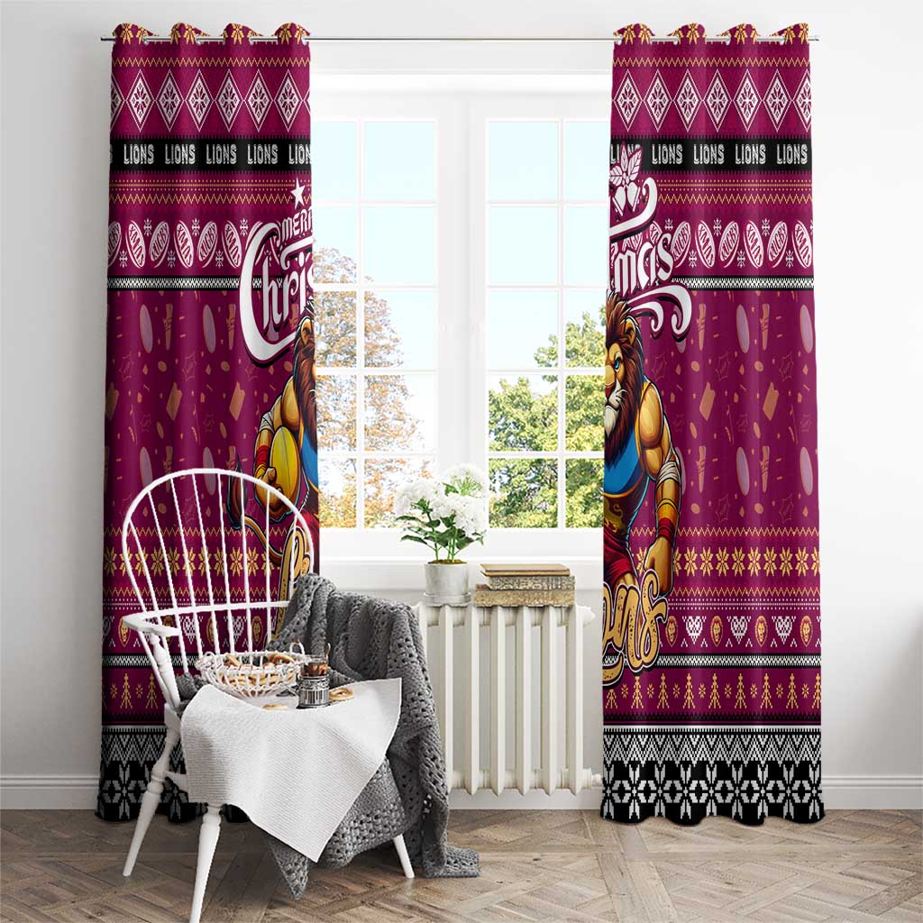 Lions Football Xmas Window Curtain Australia AFL Mascot