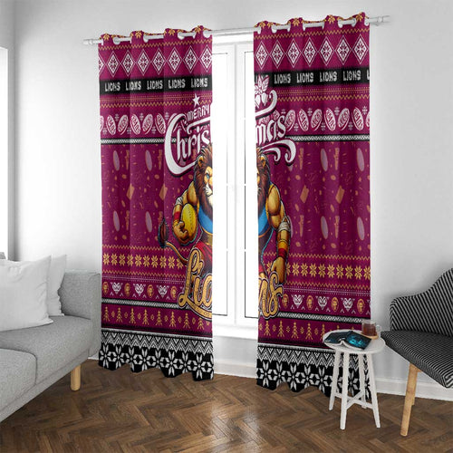 Lions Football Xmas Window Curtain Australia AFL Mascot