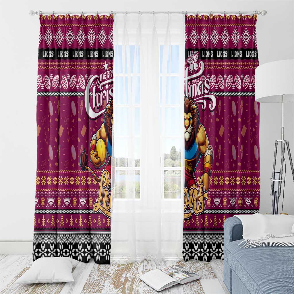 Lions Football Xmas Window Curtain Australia AFL Mascot