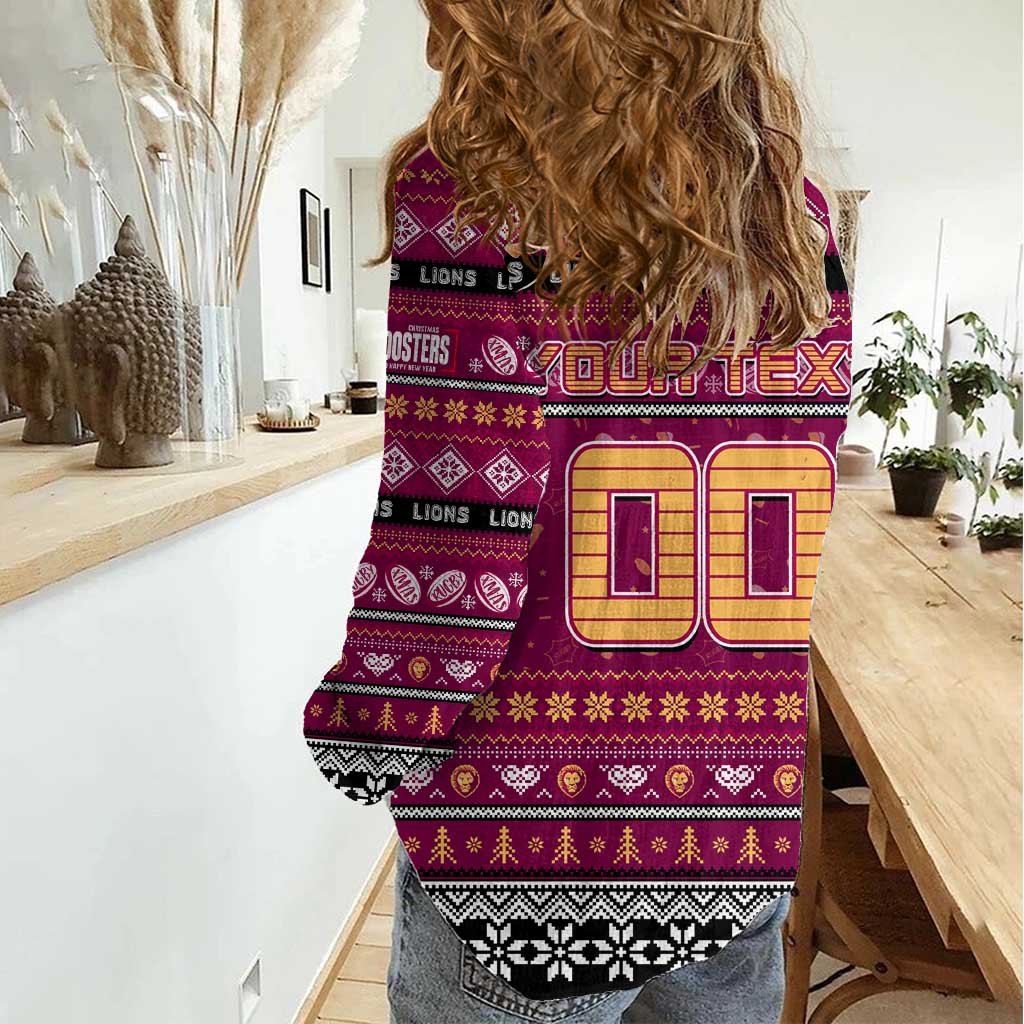 Personalized Lions Rugby Xmas Women Casual Shirt Australia AFL Mascot
