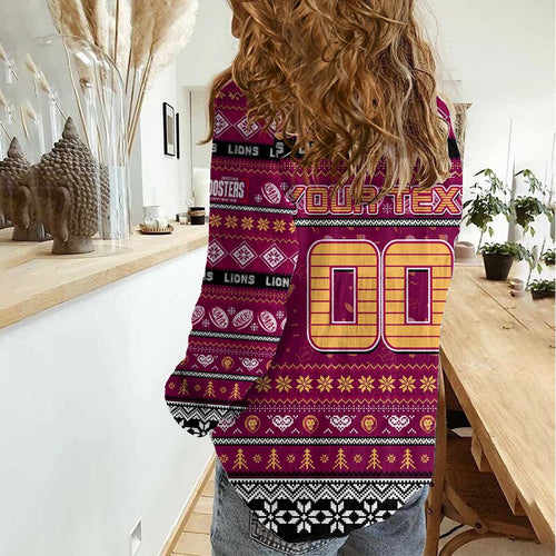 Personalized Lions Rugby Xmas Women Casual Shirt Australia AFL Mascot