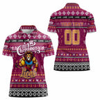 Personalized Lions Rugby Xmas Women Polo Shirt Australia AFL Mascot