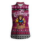 Personalized Lions Rugby Xmas Women Sleeveless Polo Shirt Australia AFL Mascot