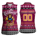 Personalized Lions Rugby Xmas Women Sleeveless Polo Shirt Australia AFL Mascot