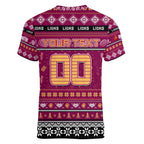 Personalized Lions Rugby Xmas Women V-Neck T-Shirt Australia AFL Mascot