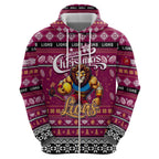 Personalized Lions Rugby Xmas Zip Hoodie Australia AFL Mascot
