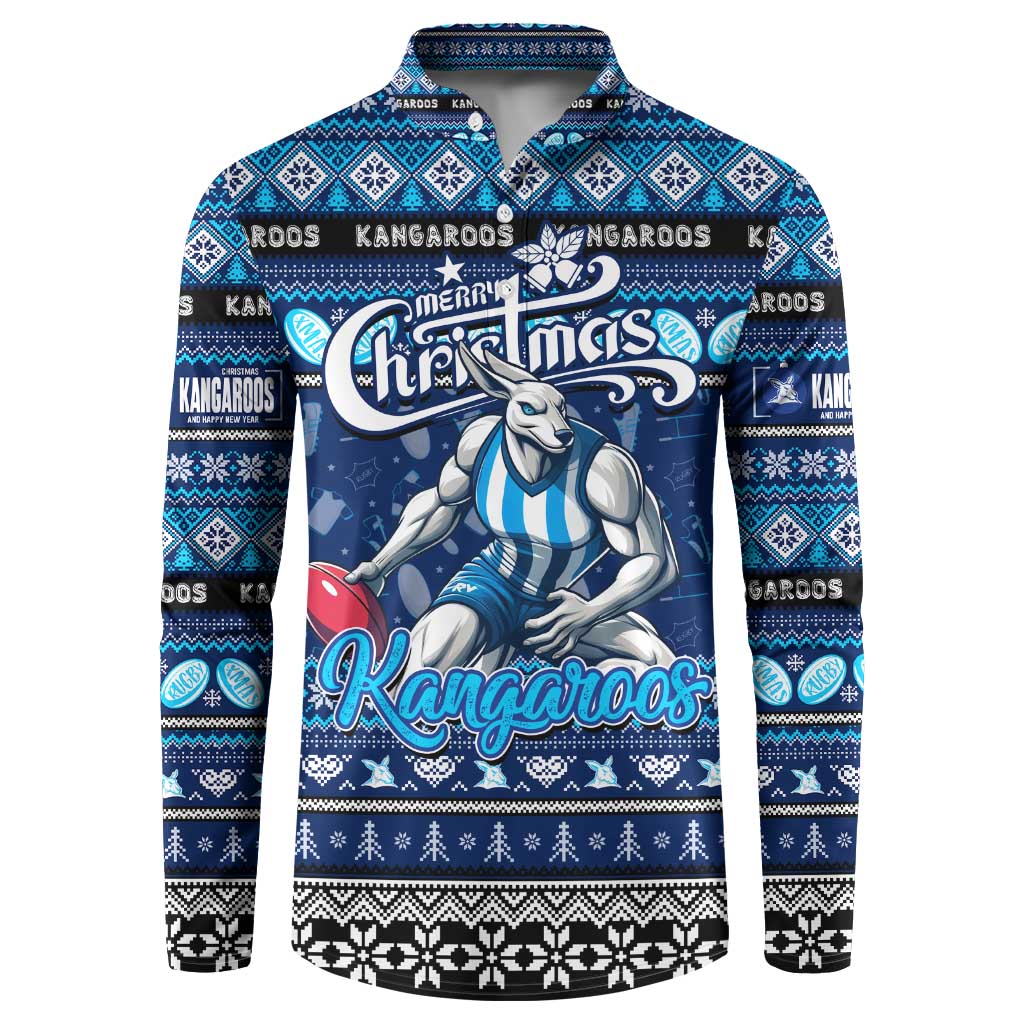 Personalized Kangaroos Rugby Xmas Button Sweatshirt Australia AFL Mascot