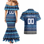 Personalized Kangaroos Rugby Xmas Couples Matching Mermaid Dress and Hawaiian Shirt Australia AFL Mascot