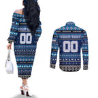 Personalized Kangaroos Rugby Xmas Couples Matching Off The Shoulder Long Sleeve Dress and Long Sleeve Button Shirt Australia AFL Mascot
