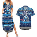 Personalized Kangaroos Rugby Xmas Couples Matching Summer Maxi Dress and Hawaiian Shirt Australia AFL Mascot