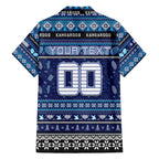 Personalized Kangaroos Rugby Xmas Family Matching Long Sleeve Bodycon Dress and Hawaiian Shirt Australia AFL Mascot