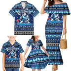 Personalized Kangaroos Rugby Xmas Family Matching Mermaid Dress and Hawaiian Shirt Australia AFL Mascot