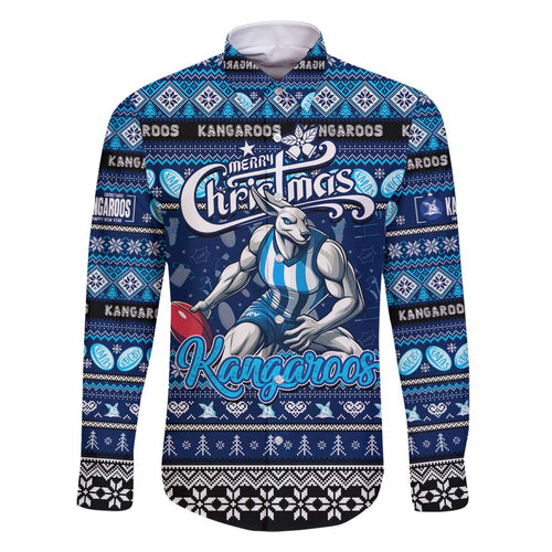 Personalized Kangaroos Rugby Xmas Family Matching Mermaid Dress and Hawaiian Shirt Australia AFL Mascot