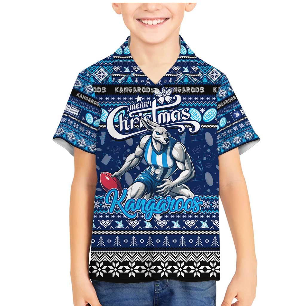 Personalized Kangaroos Rugby Xmas Family Matching Mermaid Dress and Hawaiian Shirt Australia AFL Mascot