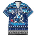 Personalized Kangaroos Rugby Xmas Family Matching Off The Shoulder Long Sleeve Dress and Hawaiian Shirt Australia AFL Mascot