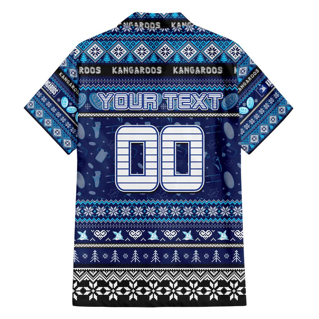Personalized Kangaroos Rugby Xmas Family Matching Off The Shoulder Long Sleeve Dress and Hawaiian Shirt Australia AFL Mascot