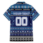 Personalized Kangaroos Rugby Xmas Family Matching Off The Shoulder Long Sleeve Dress and Hawaiian Shirt Australia AFL Mascot