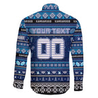 Personalized Kangaroos Rugby Xmas Family Matching Off The Shoulder Long Sleeve Dress and Hawaiian Shirt Australia AFL Mascot