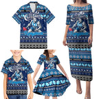 Personalized Kangaroos Rugby Xmas Family Matching Puletasi and Hawaiian Shirt Australia AFL Mascot