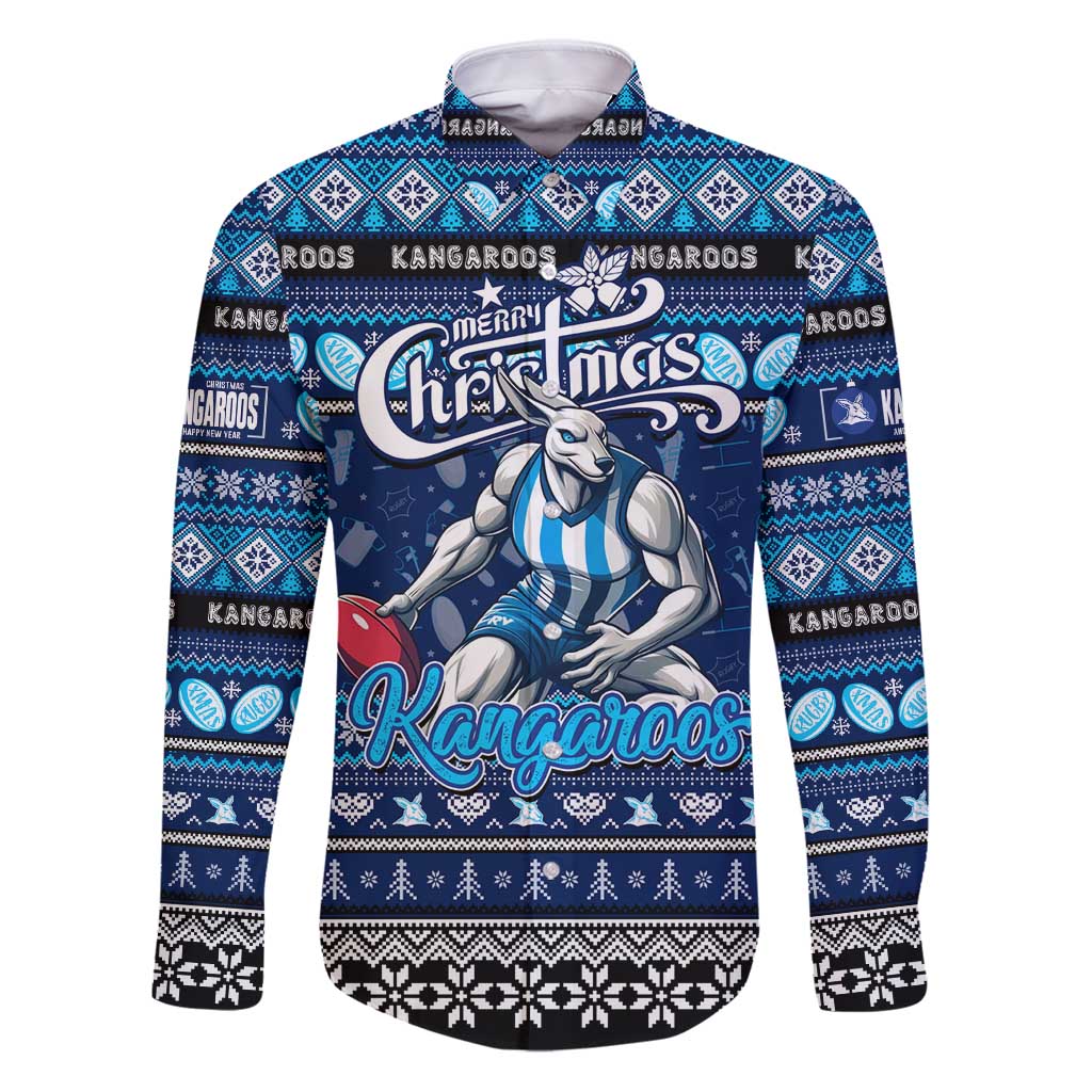Personalized Kangaroos Rugby Xmas Family Matching Puletasi and Hawaiian Shirt Australia AFL Mascot
