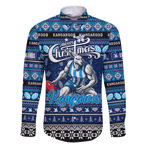 Personalized Kangaroos Rugby Xmas Family Matching Puletasi and Hawaiian Shirt Australia AFL Mascot