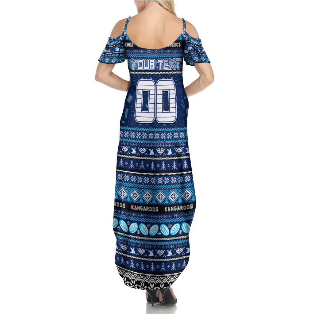 Personalized Kangaroos Rugby Xmas Family Matching Summer Maxi Dress and Hawaiian Shirt Australia AFL Mascot