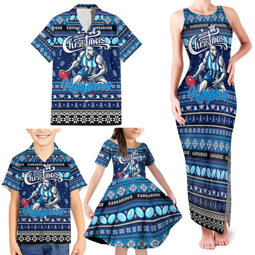 Personalized Kangaroos Rugby Xmas Family Matching Tank Maxi Dress and Hawaiian Shirt Australia AFL Mascot