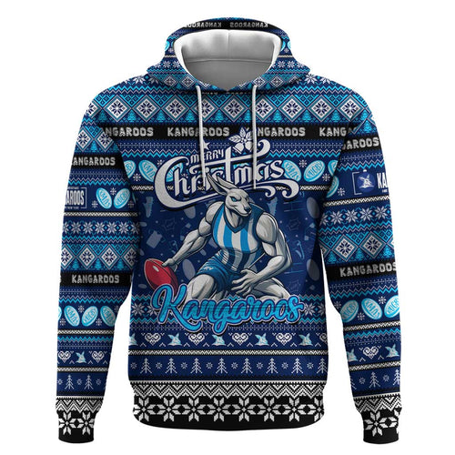 Personalized Kangaroos Rugby Xmas Hoodie Australia AFL Mascot