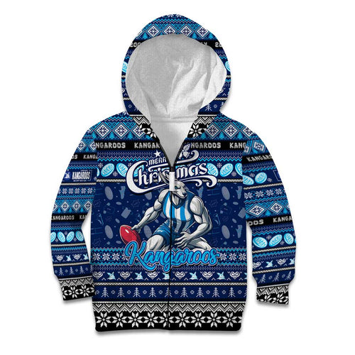 Personalized Kangaroos Rugby Xmas Kid Hoodie Australia AFL Mascot