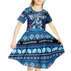 Personalized Kangaroos Rugby Xmas Kid Short Sleeve Dress Australia AFL Mascot