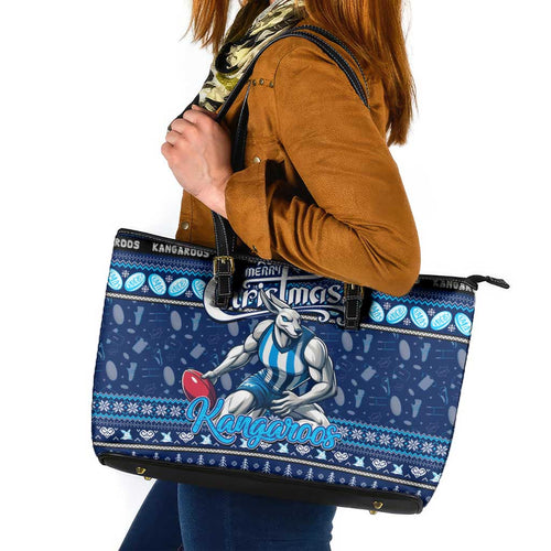 Kangaroos Football Xmas Leather Tote Bag Australia AFL Mascot