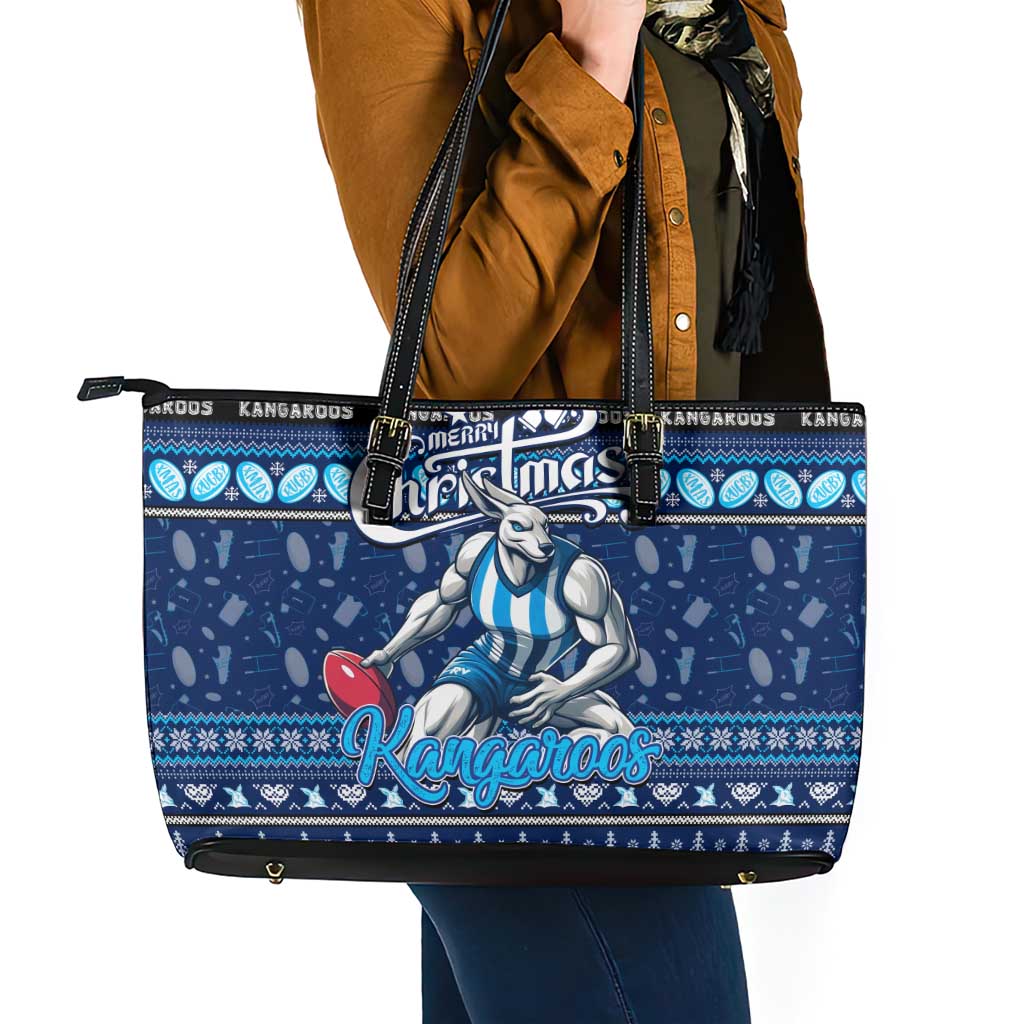 Kangaroos Football Xmas Leather Tote Bag Australia AFL Mascot