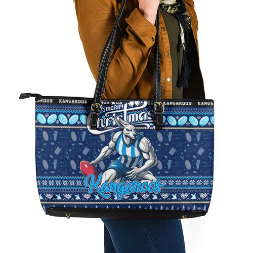 Kangaroos Football Xmas Leather Tote Bag Australia AFL Mascot
