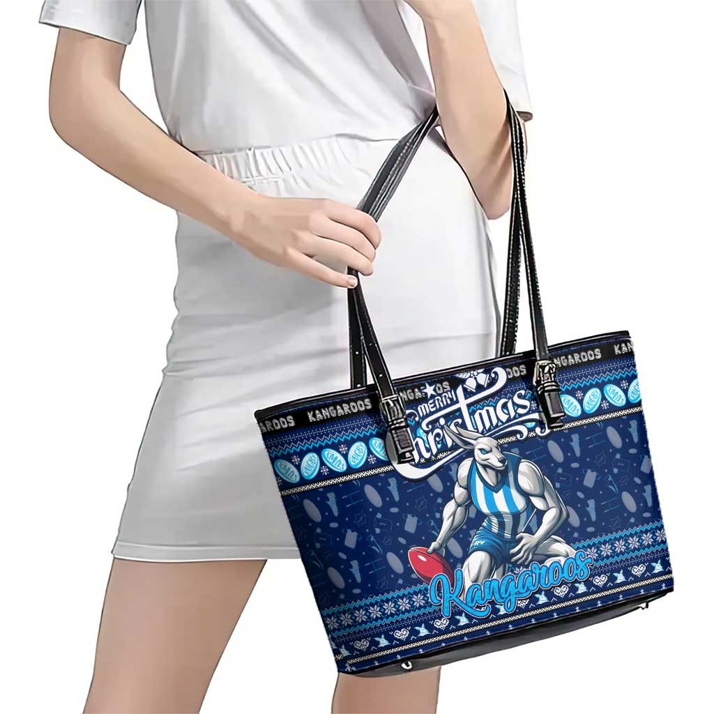 Kangaroos Football Xmas Leather Tote Bag Australia AFL Mascot