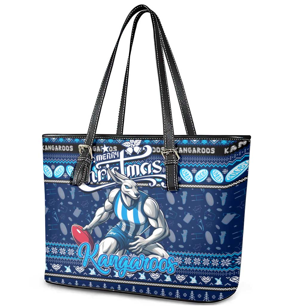Kangaroos Football Xmas Leather Tote Bag Australia AFL Mascot