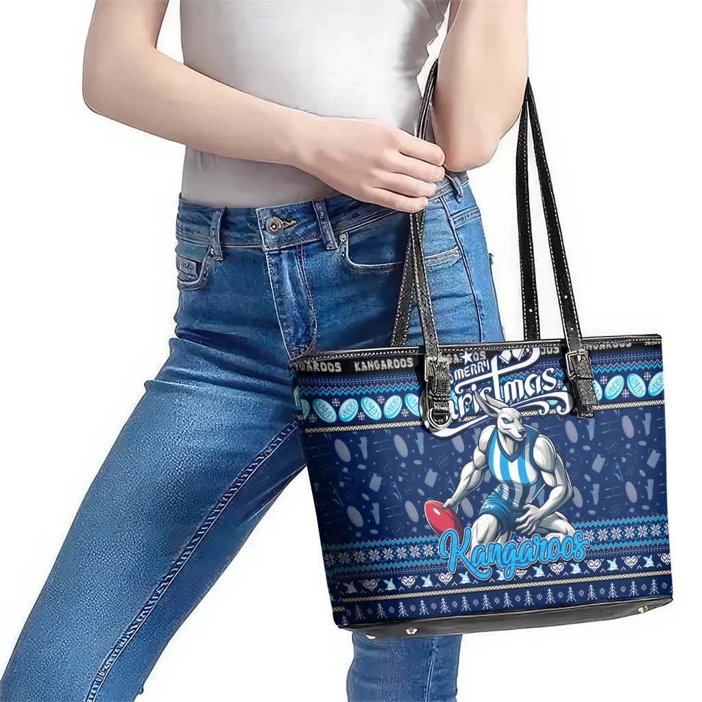 Kangaroos Football Xmas Leather Tote Bag Australia AFL Mascot