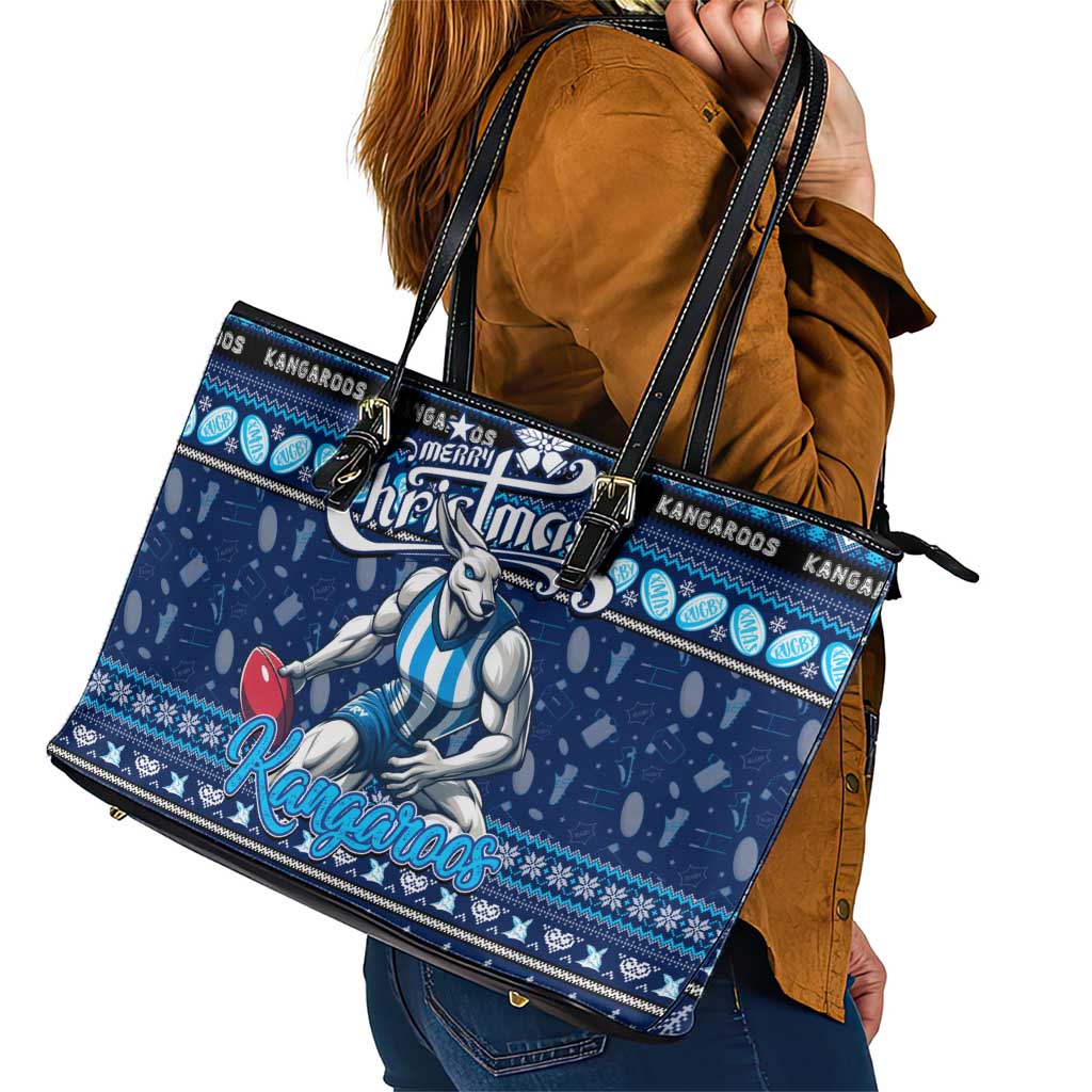 Kangaroos Football Xmas Leather Tote Bag Australia AFL Mascot